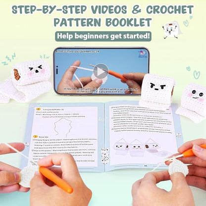 Crochetta Crochet Kit for Beginners, Crochet Starter Kit w Step-by-Step Video Tutorials, Beginner Crochet Kit for Adults Kids Women Men Complete Kit Included (Toilet Paper Buddies)