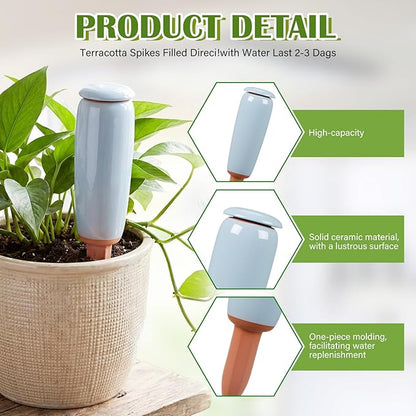 LemonRoad 4 Pack Terracotta Watering Spikes Plant Self Watering Globes Devices Large 17.5 oz Potted Plant Waterer Automatic Planter Inserts for Indoor Outdoor Plants