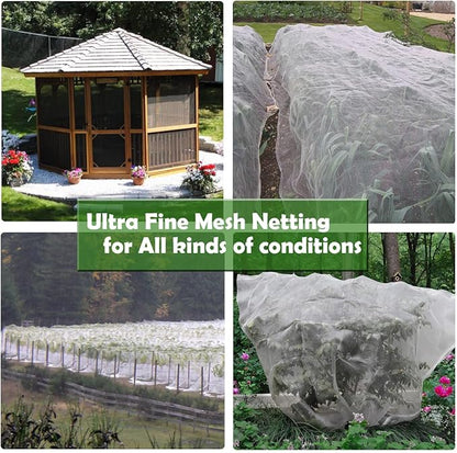 Garden Netting, Pest Barrier Plant Covers 10x50Ft Net Ultra Fine Mesh Protection Netting for Vegetable Fruits Flowers Crops Greenhouse Row Cover Raised Bed Insect Barrier Screen Protection Net Cover