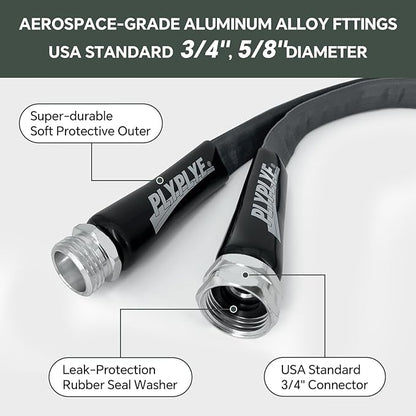 Garden Hose 100ft, Made of TPU(Not PVC), Ultra-Light & Flexible Water Hose, Non-Shrinking, Easy to Store, Drinking Water Safe Material, All-weather, Black&Gray