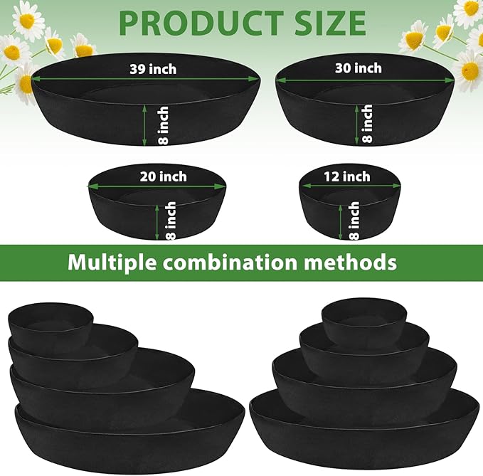 Wenfan 4 Tiered Strawberry Planter Fabric Raised Garden Planting Bed Stackable Strawberry Planter Bag Felt Planting Container for Growing Vegetables Herb Plant, 8 Inch Deep, Round