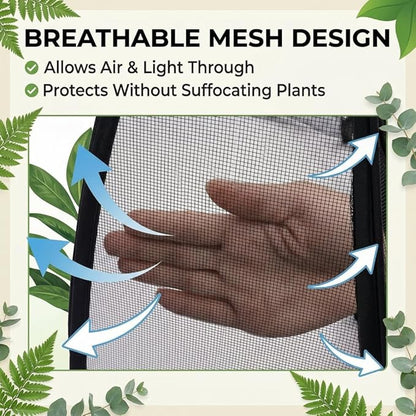 Plant Covers Pop up Gardening Net Cover,Insect Bird Barrier Netting Mesh Plant Netting Pest Guard Cover with Zip Entry for Plants, 2-Pack, Black (Black- 2 Packs)
