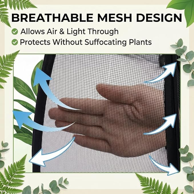 Plant Covers Pop up Gardening Net Cover,Insect Bird Barrier Netting Mesh Plant Netting Pest Guard Cover with Zip Entry for Plants, 1-Pack, Black (Black-1 Pack)