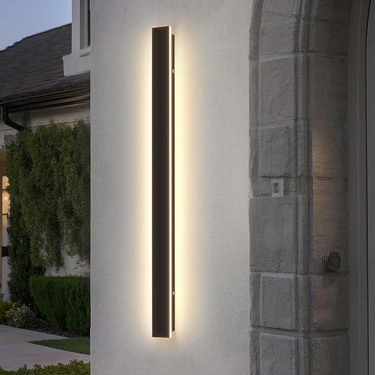 Modern Linear Outdoor Wall Light 39.4Inch 3000K IP65 Waterproof Long Strip Wall Lights Fixture Porch Lights Exterior Lighting Fixture for Patio & Front Door