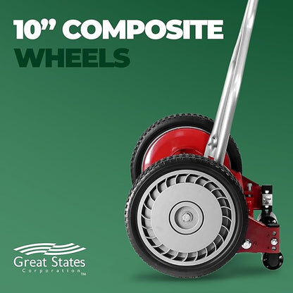 Great States 304-14 14-Inch 5-Blade Push Reel Lawn Mower, Red