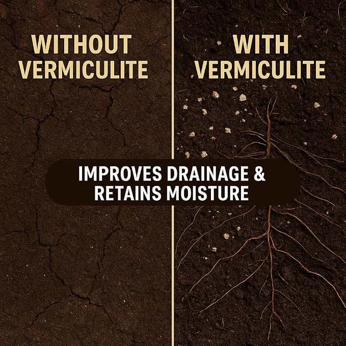 Horticultural Organic Vermiculite for Plants - Medium Grade - Natural Soil Additive for Gardening, Houseplants, Mushrooms, Potted Plants, Hydroponics, Terrariums (2 Quart)
