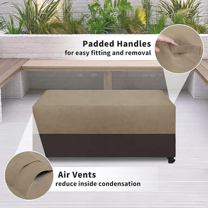 Easy-Going Patio Coffee Table Cover Small Outdoor Rectangular Table Cover, UV Resistant Waterproof Patio Furniture Cover (42"Lx24"Wx16"H, Camel/Dark Brown)