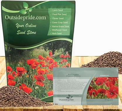 Outsidepride Red Poppy Seeds for Planting - 1/4 lb. Annual, Drought-Tolerant & Easy to Grow Wildflower Seeds with Vibrant Red Blooms for Landscaping, & Pollinator Garden