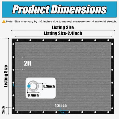 Amagenix 90% Sun Shade Cloth with Grommets, 8' x 12' Pergola Replacement Shade Cover Canopy Privacy Screen for Outdoor Patio Garden, Gray (We Customized)