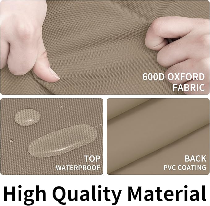 Easy-Going 600D Heavy Duty Rectangular Table Cover UV Resistant and Waterproof Outdoor Lawn Patio Furniture Cover (84" Lx44 Wx23 H, Camel/Dark Brown)