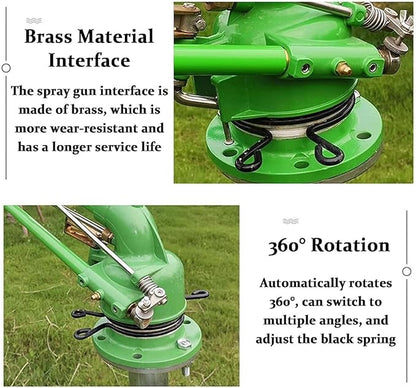 2-inch farm irrigation nozzle with pressure gauge, 360 ° rotating large area water spray, 3-8 bar working pressure, flange connection, suitable for farmland, tea，gardens, parks, construction sites...