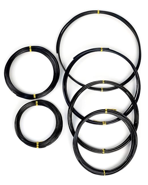 6Pcs Bonsai Wire, 6 Sizes of 1mm, 1.5mm, 2mm, 2.5mm, 3mm, 4mm Black Aluminum Wire, Total 152 Feet Bonsai Tool Kitfor Bonzai Trees Indoor