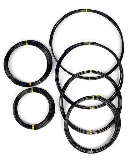 6Pcs Bonsai Wire, 6 Sizes of 1mm, 1.5mm, 2mm, 2.5mm, 3mm, 4mm Black Aluminum Wire, Total 152 Feet Bonsai Tool Kitfor Bonzai Trees Indoor