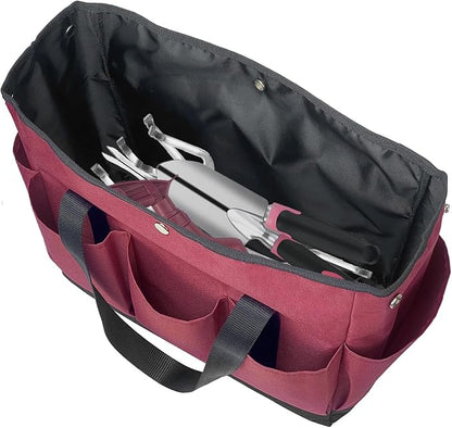 Tool Bag Garden Tote Large Organizer Bag Carrier Gardening Storage Tote with Interior Exterior Side Pockets Handles Strap for Garden Plant Tool Set Store Content Bag