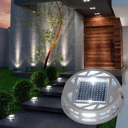 Solar Deck Lights Outdoor Driveway Marker Dock LED Light,3 Lighting Modes,Warm/Bright White and Blue IP67 Waterproof Road Markers for Driveway Sidewalk Garden Pathway Yard