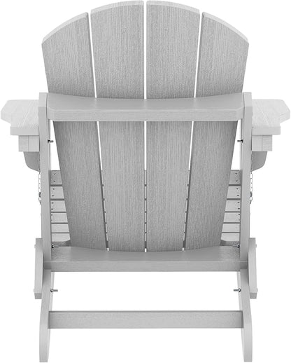 SERWALL Folding Adirondack Chair for Patio Garden Outdoors Fire Pit- Spanish Gray