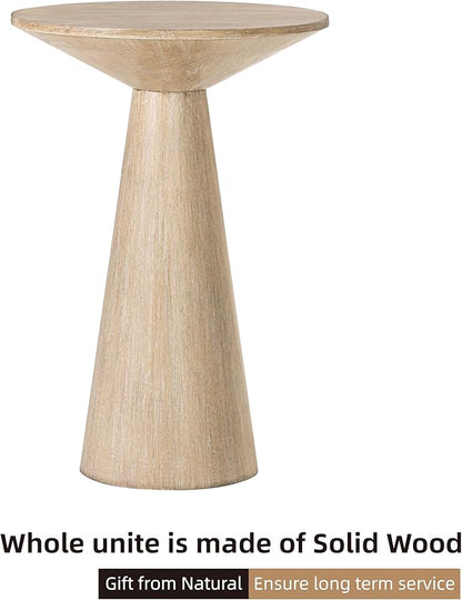 COZAYH Small Pedestal End Table Round Farmhouse Martini Table Wood Plant Stand Rustic Drink Table for Small Space Living Room, Distressed Grey