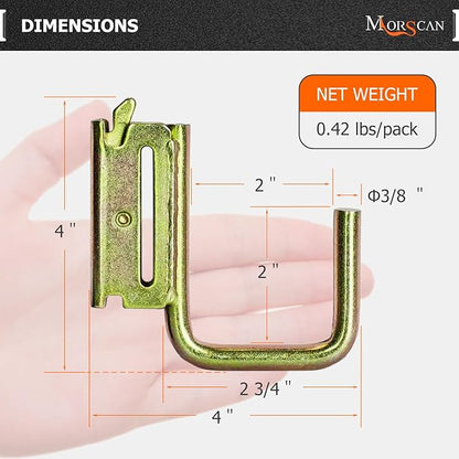 6 Pack 2" E Track J Hooks Heavy Duty Galvanized Steel E-Track Tie Down Accessories for Box Truck, Enclosed Trailer, Garage, Vans, Warehouse, Workshop