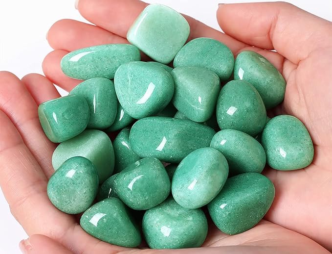 QINJIEJIE Crystals Green Aventurine (1000+ Carats) Polished Stone 0.6-1" Natural Irregular Stone Tumbled Reiki Healing Crystal Decoration Bulk 0.45 LB 200G
