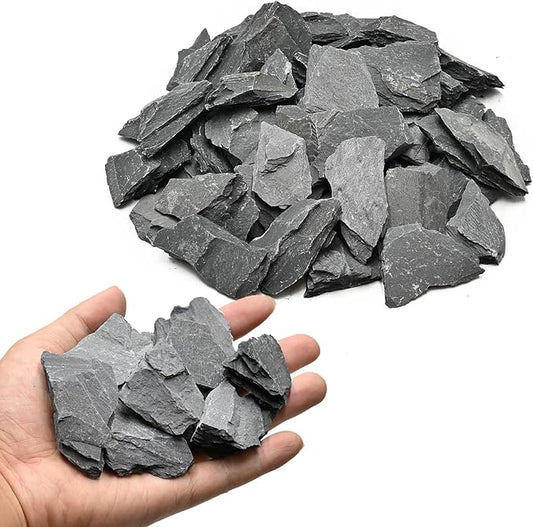 Natural Rocks Slate Stone 1-2 Inches Decorative Rocks for Miniature Landscaping,Fairy Gardens,Bonsai,DIY Crafts, Aquariums & Reptile Terrariums-2lb
