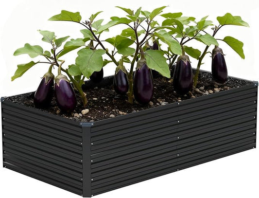 Vengarus 6x3x2FT Galvanized Raised Garden Bed Kit, Deep Root Planter Box Outdoor Large Planter Raised Beds for Planting Flowers,Vegetables and Herbs-Black