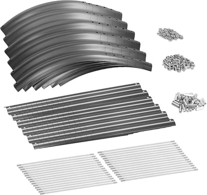 Land Guard 8×2×1.5ft Galvanized Raised Garden Bed Kit, Raised Garden Boxes Outdoor, Oval Metal Raised Garden Beds for Vegetables, Modern Grey