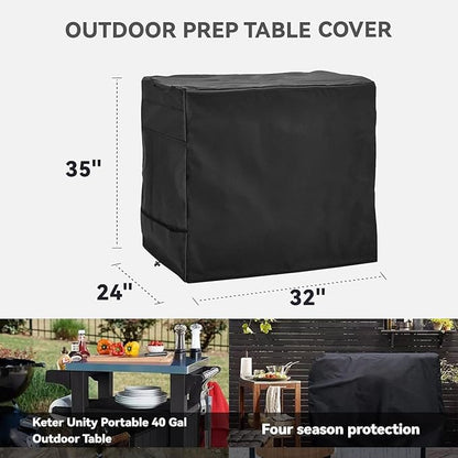 Outdoor Prep Table Cover - Heavy Duty Waterproof Cover for Ooni Medium Table and Keter Unity Small Portable Table, Compatible with 32 inch Outdoor Utility Cart and Storage Cabinet