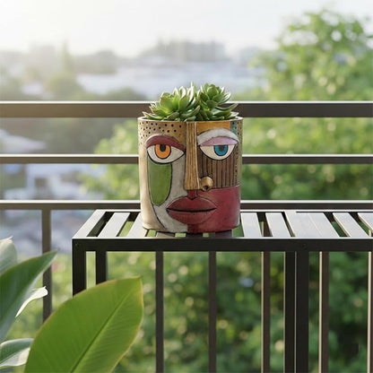 Colorful Face Planters Pots Head with Drainage Resin Large Decorative Plant Pots, Unique Planters for Indoor Plants and Outdoor Patio Flower Pot Funny Garden Succulents Pot