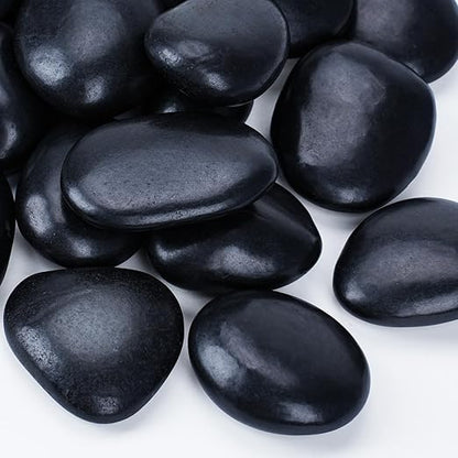 20lbs Black Rocks for Planters, 2-3 Inch Decorative Rocks for Potted Plants, Polished Garden Stones for Outdoor Landscaping, Walkways, Yard, River Rocks for Flower Pots, Vase