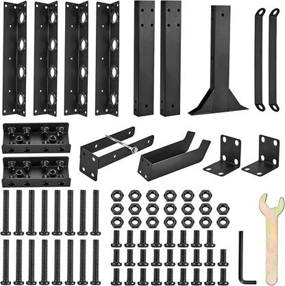Upgraded Utility Trailer Tool Rack, 8-Hole Shovel and Rake Holder with Rubber Grommets & Brackets, Heavy-Duty Lawn Equipment Organizer for Truck and Open Trailers, Black