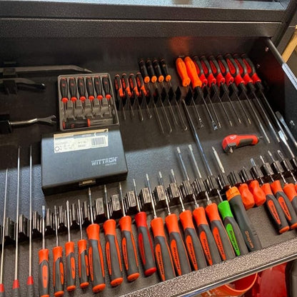 ToolBox Widget Screwdriver Organizer Pro Series 4.0 – Magnetic Holder for Tool Drawers – Modular Toolbox Organizer System – Tool Storage for Professional & DIY Mechanics - 1 Pack, 12 Holders
