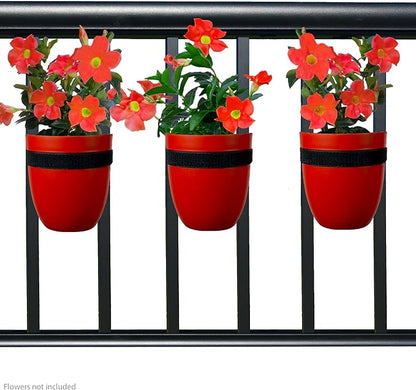 Railing Planter for Outdoor Plants (6-inch, 3-Pack) | Hanging Planter for Railings, Fence Posts | Balcony Wall Planter for Herbs, Flowers and Succulents | Made in The USA