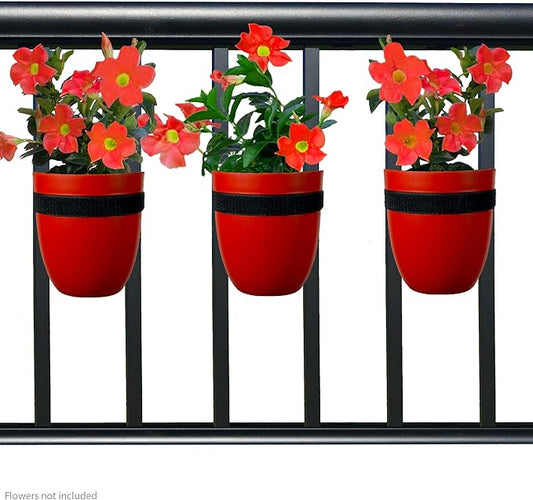 Railing Planter for Outdoor Plants (6-inch, 3-Pack) | Hanging Planter for Railings, Fence Posts | Balcony Wall Planter for Herbs, Flowers and Succulents | Made in The USA