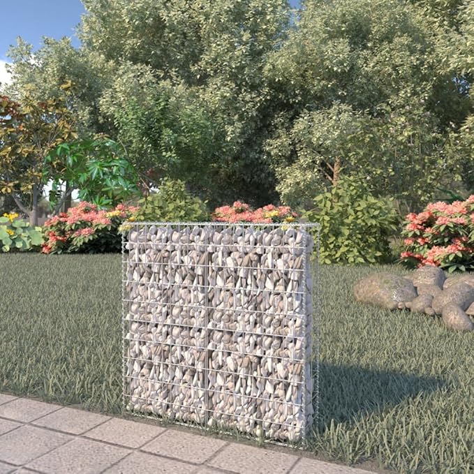 Galvanized Steel Gabion Wall with Covers, Gabion Mesh Wire Wall Panel Galvanized Steel Garden Stone Wire Basket Fencing Patio Decorative Fence, 31.5"x7.87"x39.4",-177