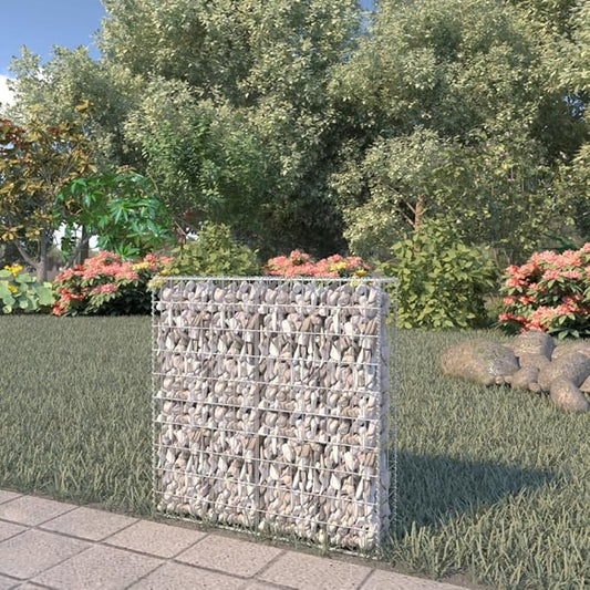 Galvanized Steel Gabion Wall with Covers, Gabion Mesh Wire Wall Panel Galvanized Steel Garden Stone Wire Basket Fencing Patio Decorative Fence, 31.5"x7.87"x39.4",-177