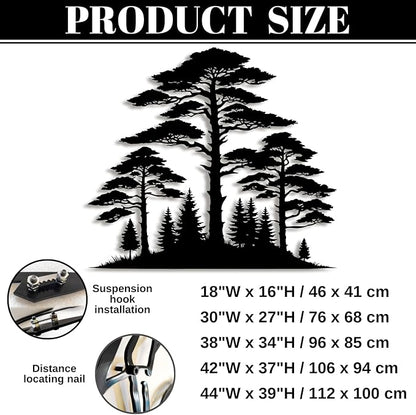 Metal Pine Tree Wall Art - Nature Decor, Christmas Pine Tree, Wall Hanging - 38"W x 34"H / 96 x 85 cm