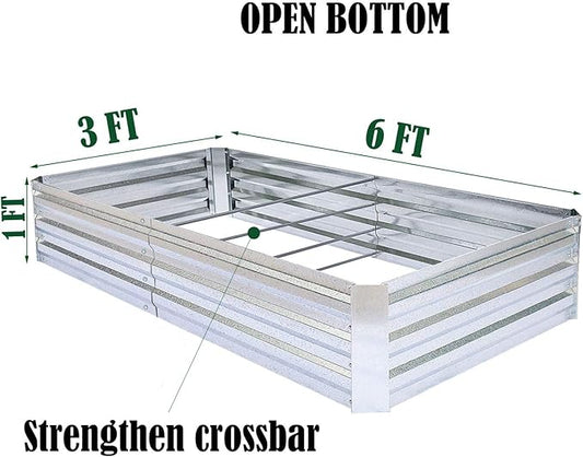 Galvanized Raised Garden Beds 2-Pack (6x3x1ft Each) – Popular Heavy-Duty Metal Planter Box with 4 Support Bars for Vegetables, Herbs, Flowers, Space-Saving Size for Small Yards & Patios