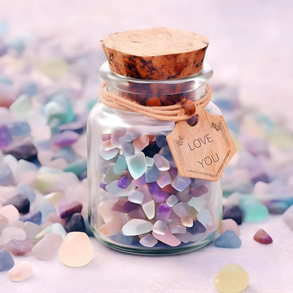 Polished Fluorite Crystal Chips 200 Pcs - 0.3" 10 oz Tumbled Stone Chips Crushed Sea Glass Stones Healing Reiki Crystal Jewelry Making Home Decoration