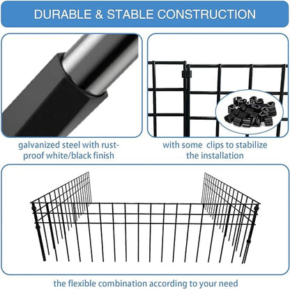 32x10-inch No Dig Animal Barrier Fence, 10 Pack Black Dig Protective Fence with 1.5 inch Spike spacing, Dog/Rabbit/Groundhog Underground Defence, for Outdoor Garden Patio