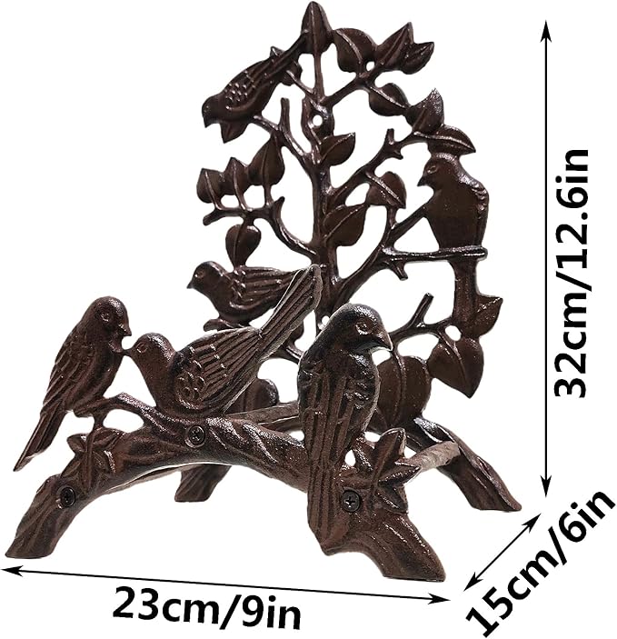 Garden Hose Holder Cast Iron Heavy Duty Water Hose Hanger, Outside Wall Mount, Solid Metal Decorative Rack/Organizer/Stand, Easy to Install, Hold Up to 50/75/100 ft (Hose holder - Hummingbird)