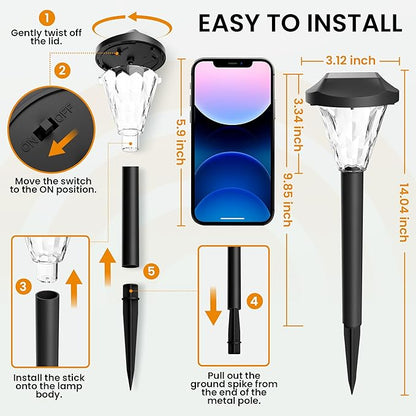 GIGALUMI 10 Pack Solar Lights Outdoor Waterproof, Outdoor Solar Lights for Yard, Solar Garden Lights, Yard Decorations Outdoor for Pathway, Patio, Garden, Driveway, Lawn, and Landscape(Warm White)