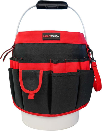 MELOTOUGH Bucket Tool Organizer With 35 Pockets Fits to 3.5-5 Gallon Bucket (Red)