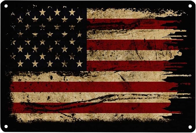 Retro Metal Tin Sign Wall Decoration with American Flag Pattern, Used for Bar Home Living Room Decoration 12 X 8 Inches