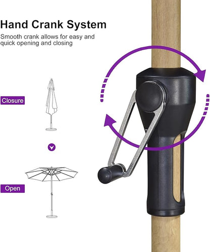 PURPLE LEAF 9 Feet Patio Umbrella Outdoor Table Umbrella Aluminum Round Market Umbrella with Push Button Tilt & 8 Sturdy Ribs and Crank Commercial Sun Umbrella for Garden Patio Balcony, Beige