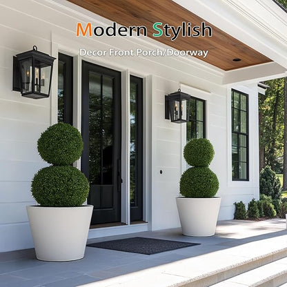 Wide Planters for Outdoor Plants, Extra Large Indoor Flower Pots for Garden, Front Porch, Patio - Round Resin Planter Set of 2 (White, 20 inch - 2 Pack)