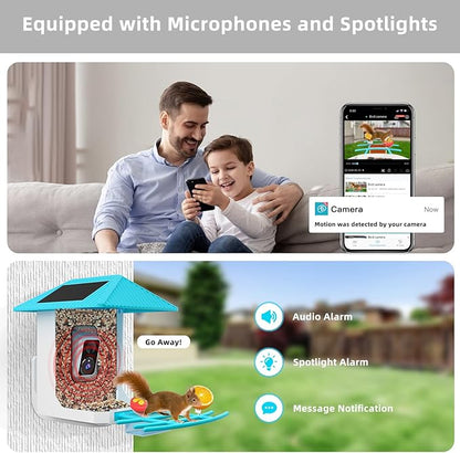 Uniter® 2.5K Smart Bird Feeder with Camera, 5G &2.4G WiFi, Solar Video Birds Feeder with AI Identify Birds Species, Live View, Capture Bird Video, Instant Arrival Alerts, Ideal Gift for Birdlover