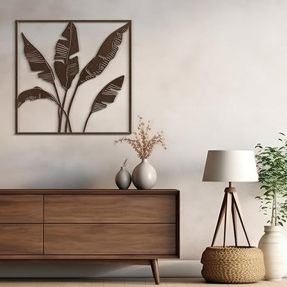 SIGNLEADER Metal Wall Art Decor Banana Leaves Minimalist Modern Abstract Wall Sculpture Hangings Home Decoration for Living Room, Bedroom, Bathroom, Kitchen, Outdoor - 18" Bronze