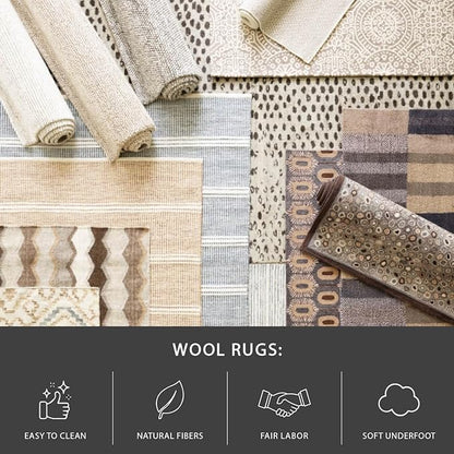Dash and Albert Cocchi Handwoven Wool Rug, 2 X 3 Feet, Neutral Geometric Pattern - Premium Luxury Hotel Quality Soft Breathable Hypoallergenic Machine Washable Easy Care All Season Comfortable