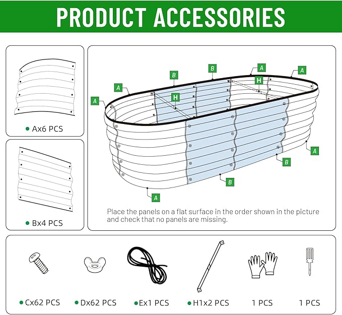 SnugNiture 3 Pcs 4x2x1.5ft Raised Garden Bed Outdoor, 17" Tall Galvanized Metal Planter Box, Oval Raised Garden Bed Kit for Planting Vegetables Plants Fruits, Brown