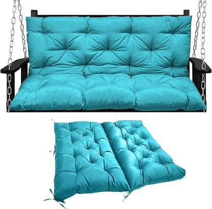 Swing Replacement Seat Cushions, 2-3 Seater Bench Cushions for Outdoor Furnitur with Backrest, Garden Recliner Seat Cushions Waterproof Sofa Pads (Lake Blue, 47x40in)